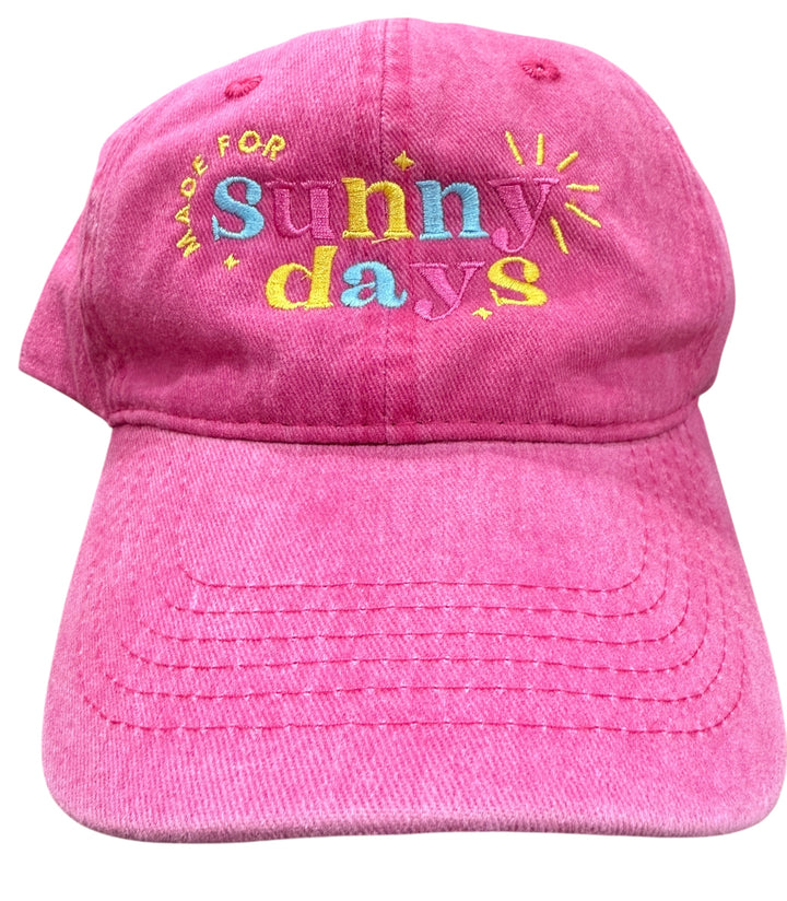 Made for sunny days embroidered hat - soft, adjustable, great for the summer, pool, ocean, vacation!