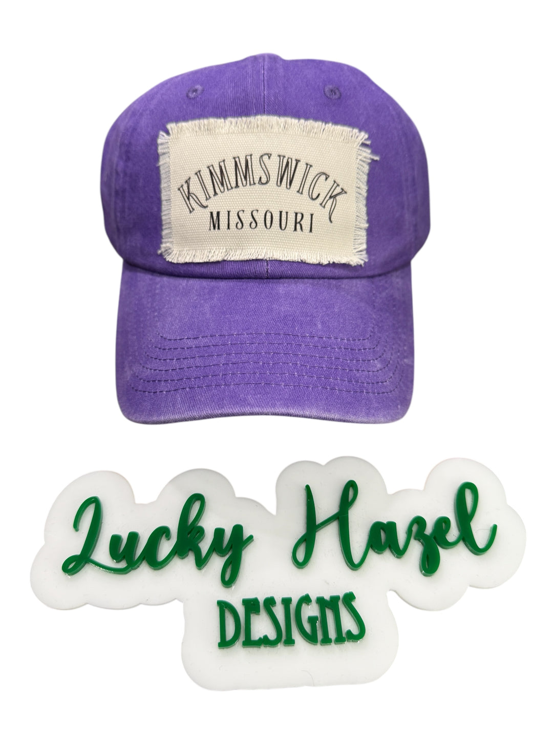 Kimmswick, Missouri patch hat - soft, adjustable, great for the games, sunny days, everyday, home town!