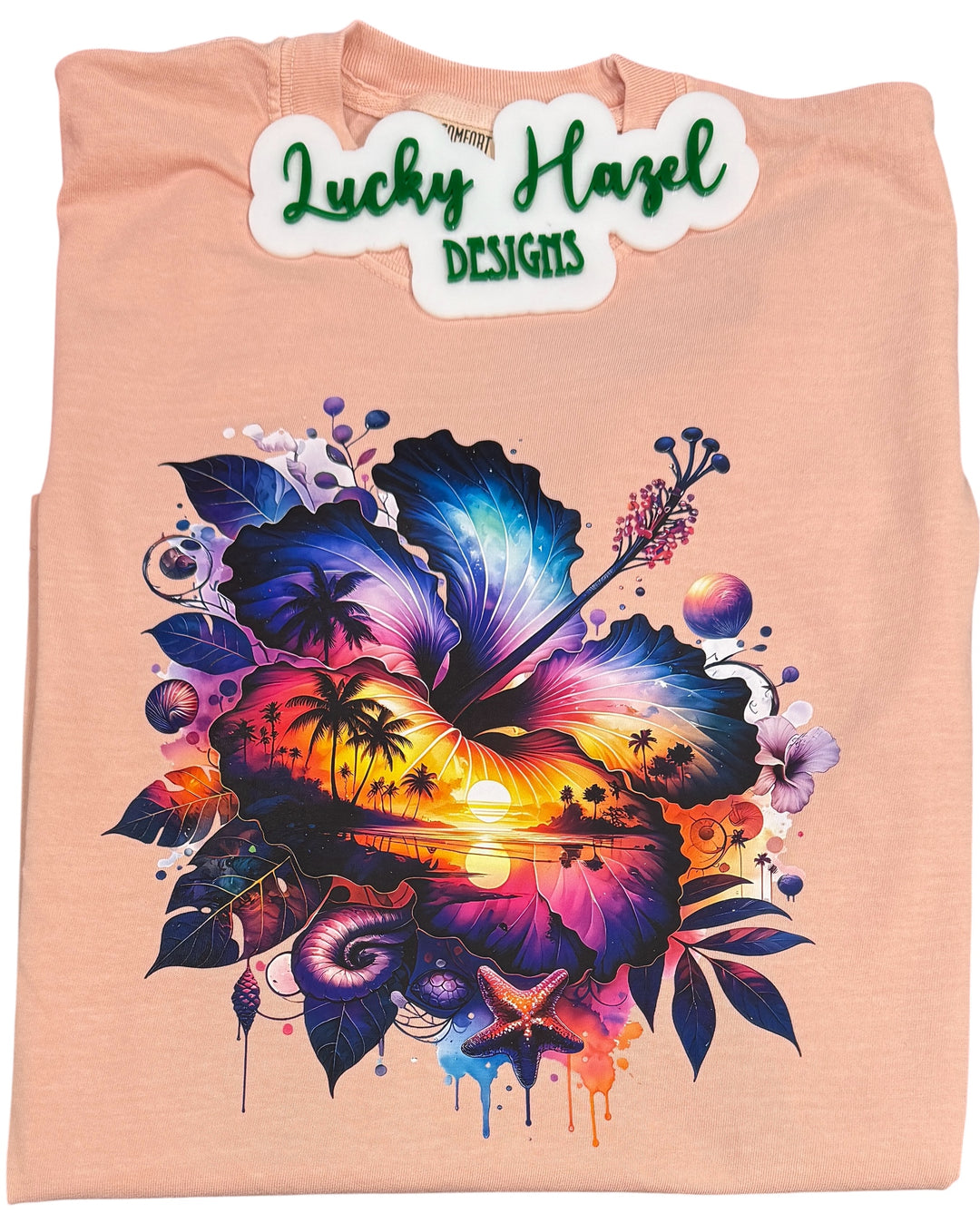 Hisbiscus flower beach Comfort Colors short sleeve tee - Summer/Vacations/Ocean