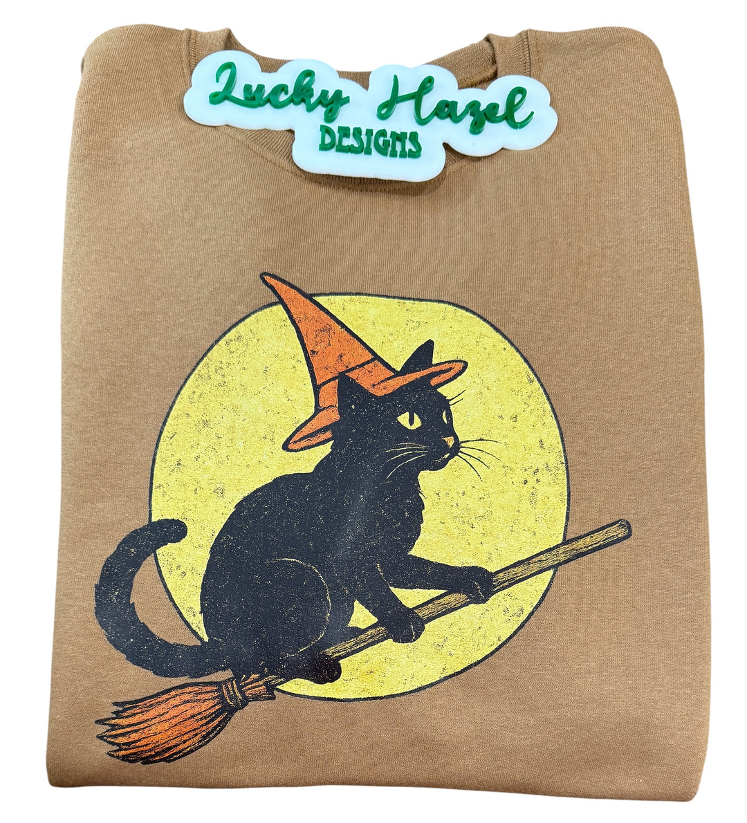 Black cat witch riding a broom sweatshirt - Fall, Halloween, Pumpkinfest