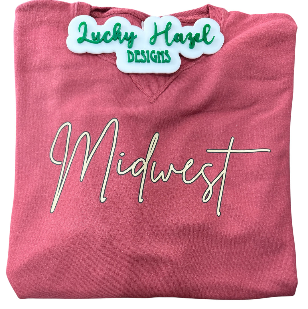 Midwest cursive premium crimson sweatshirt - road trip, fall