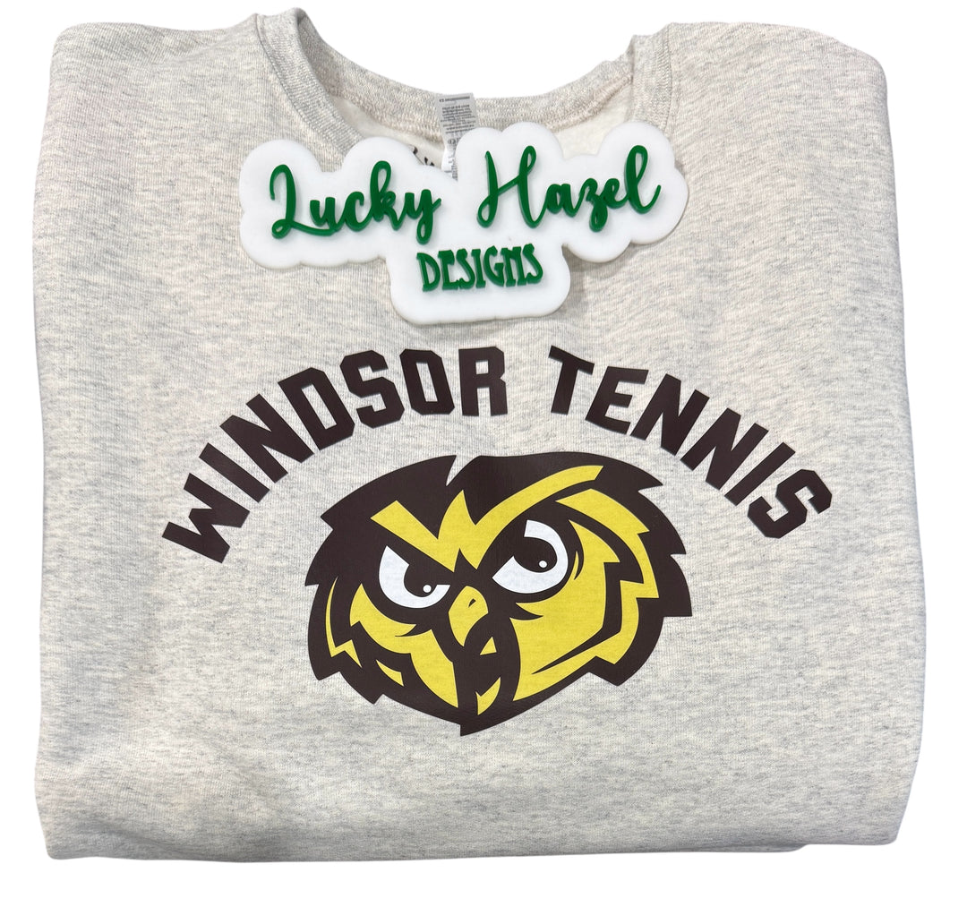 Windsor Tennis Owls oatmeal sweatshirt - SENIORS, coaches, parents, athletes