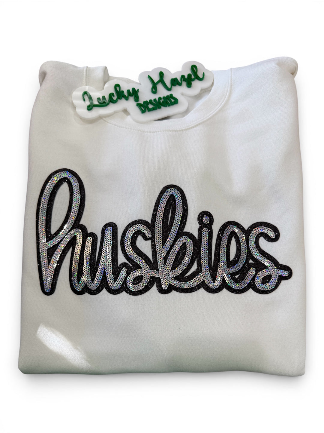 Huskies sequin patch sweatshirt