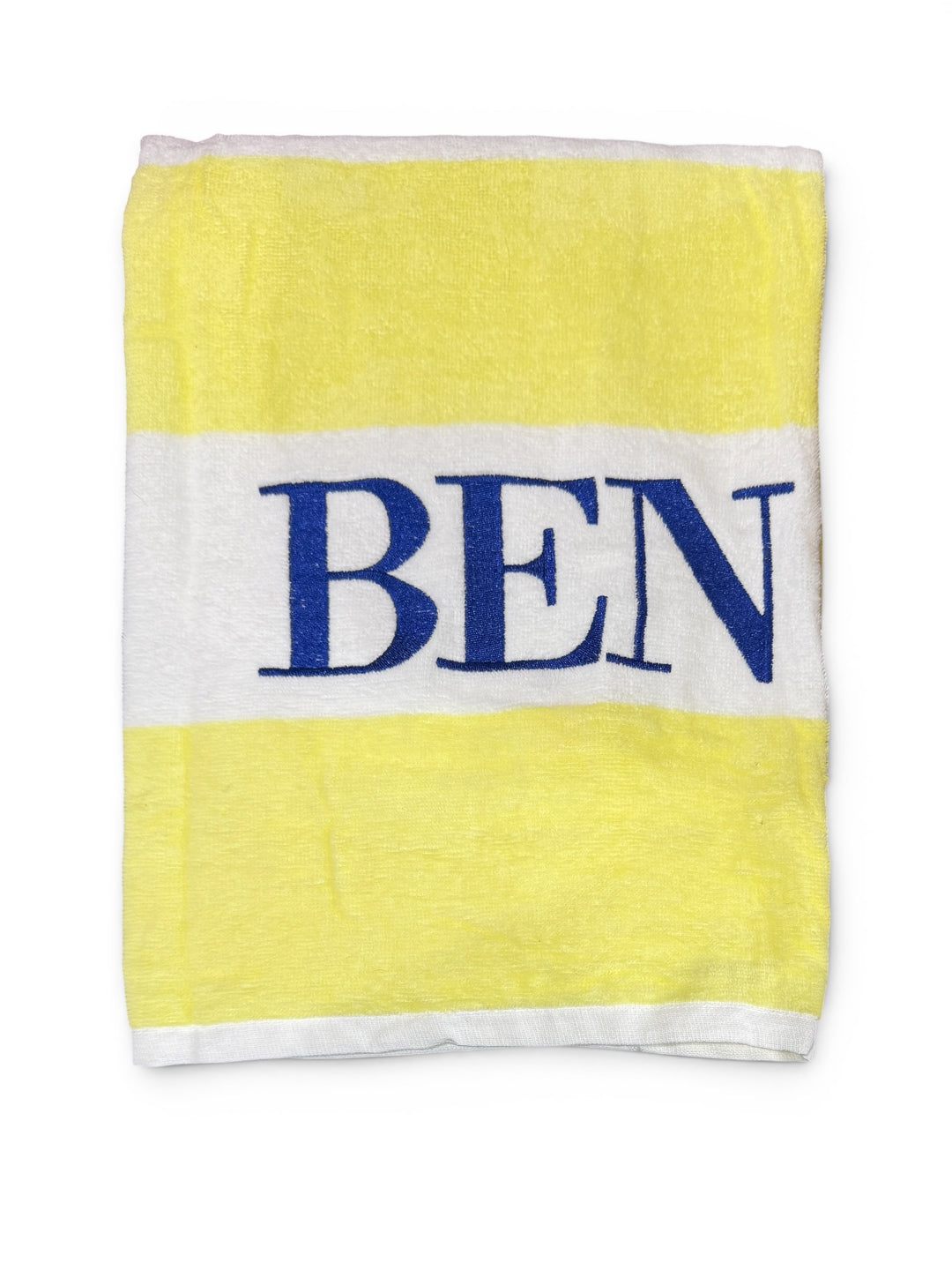 NAME embroidered striped beach towel - summer, vacation, kids, adults, pool, beach