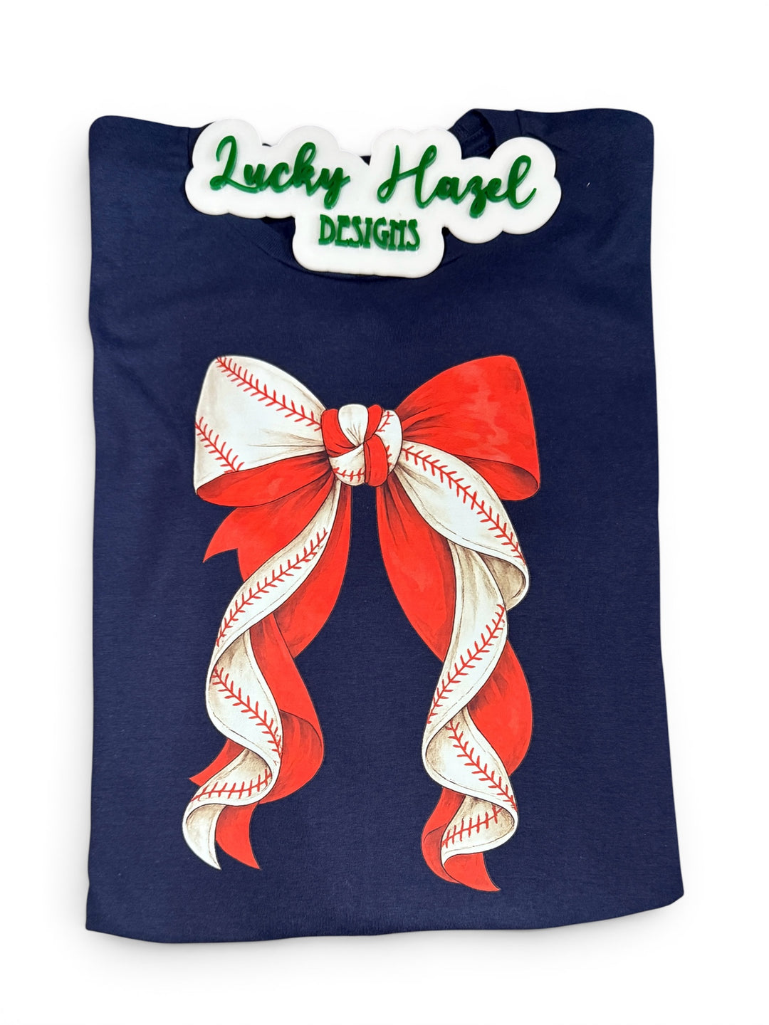 Baseball ribbon girly short sleeve tee