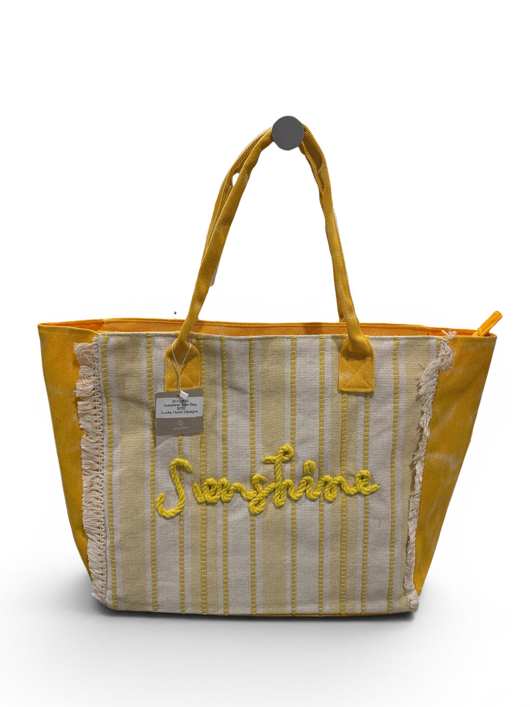 Sunshine striped fringe tote bag
