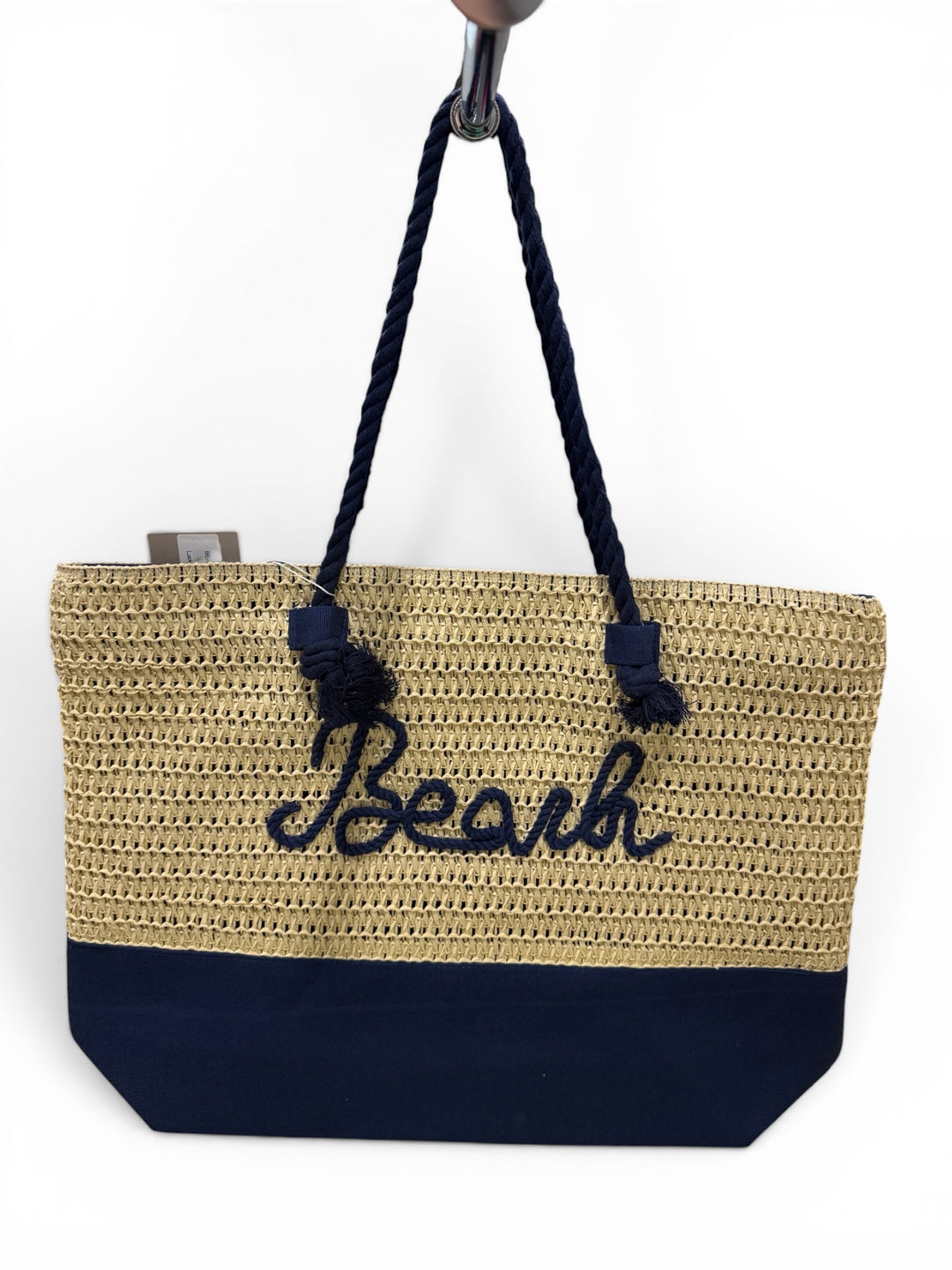 Beach sewn rope and crochet strap tote bag
