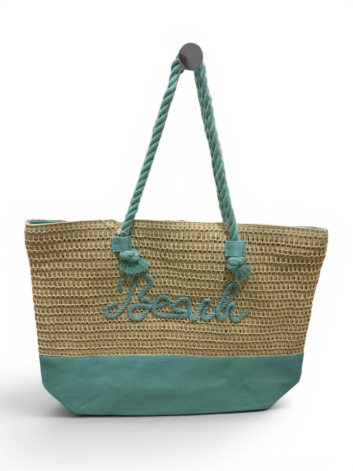 Beach sewn rope and crochet strap tote bag