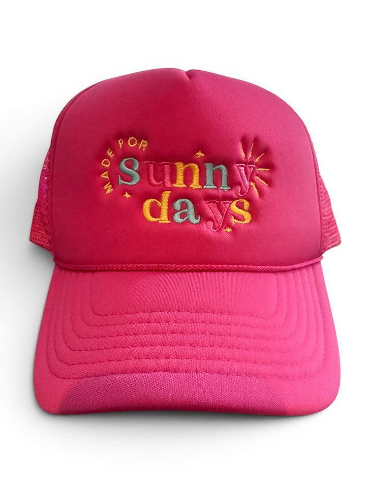 Made for sunny days embroidered hat - soft, adjustable, great for the summer, pool, ocean, vacation!
