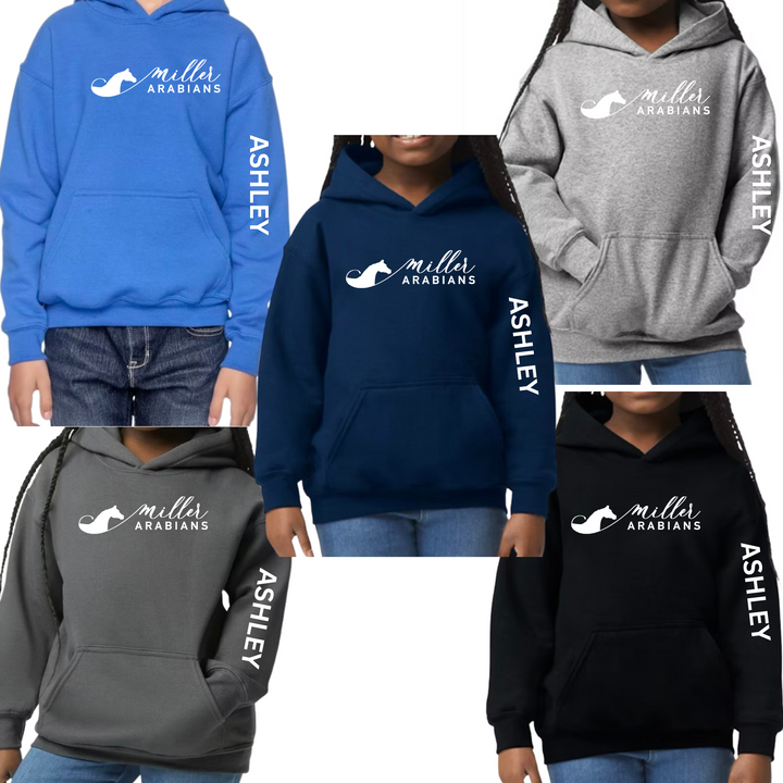 YOUTH Miller Arabians hoodie with name on sleeve - customize  - PREORDER DEADLINE 11/17/24