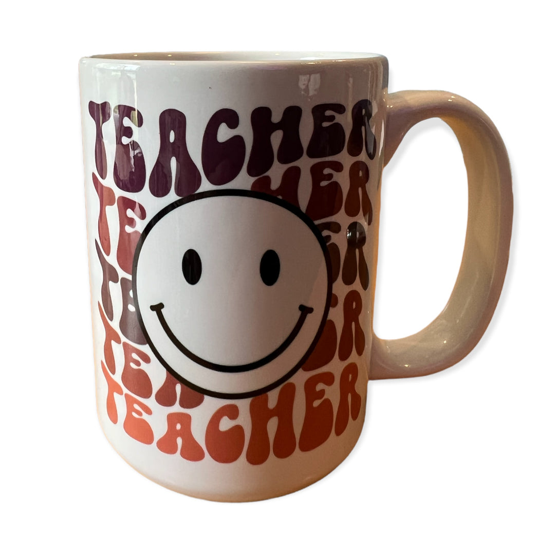 Retro Style Teacher Smiley Face Ceramic Mug