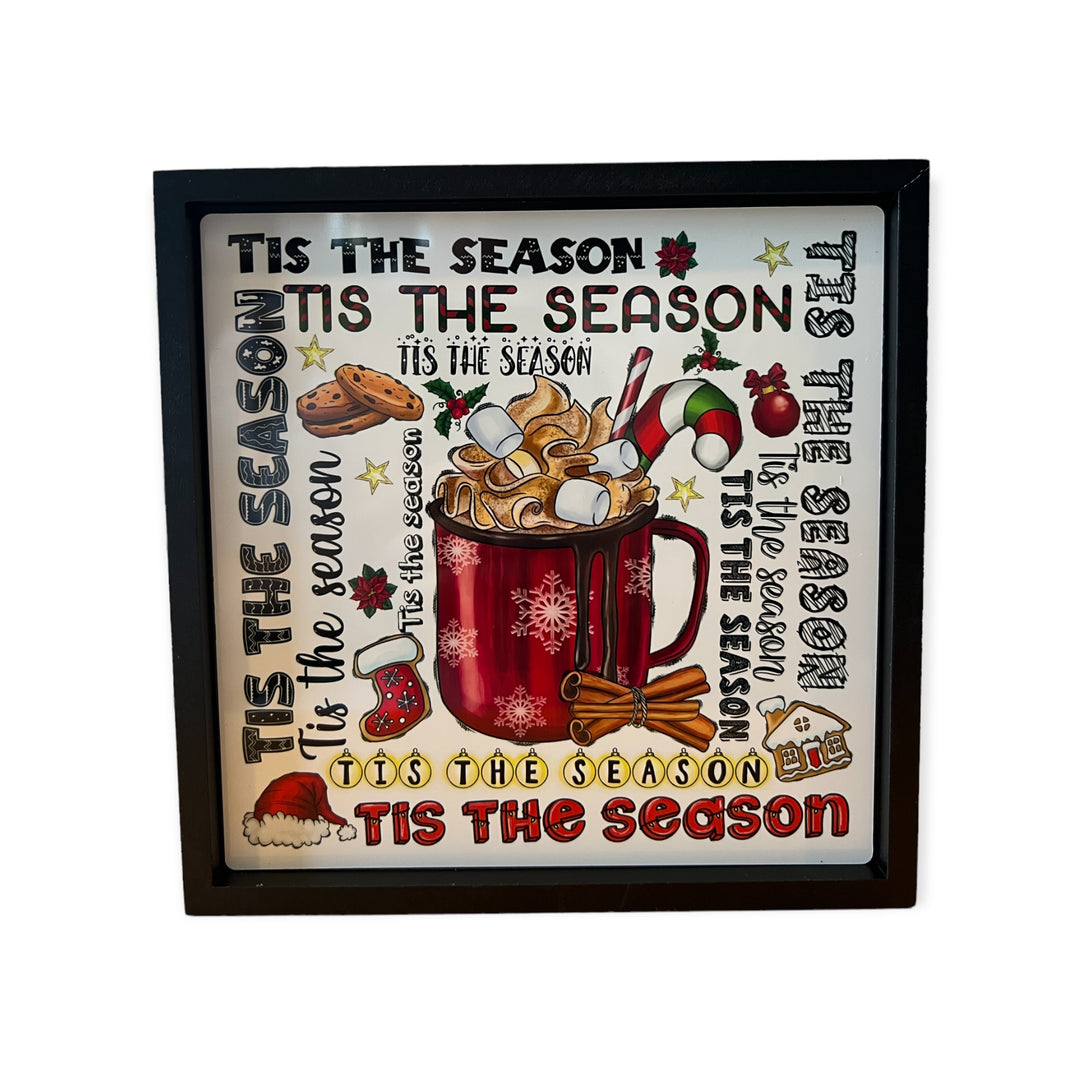 Tis the Season for Hot Cocoa Square Frame Block - Shelf Decor