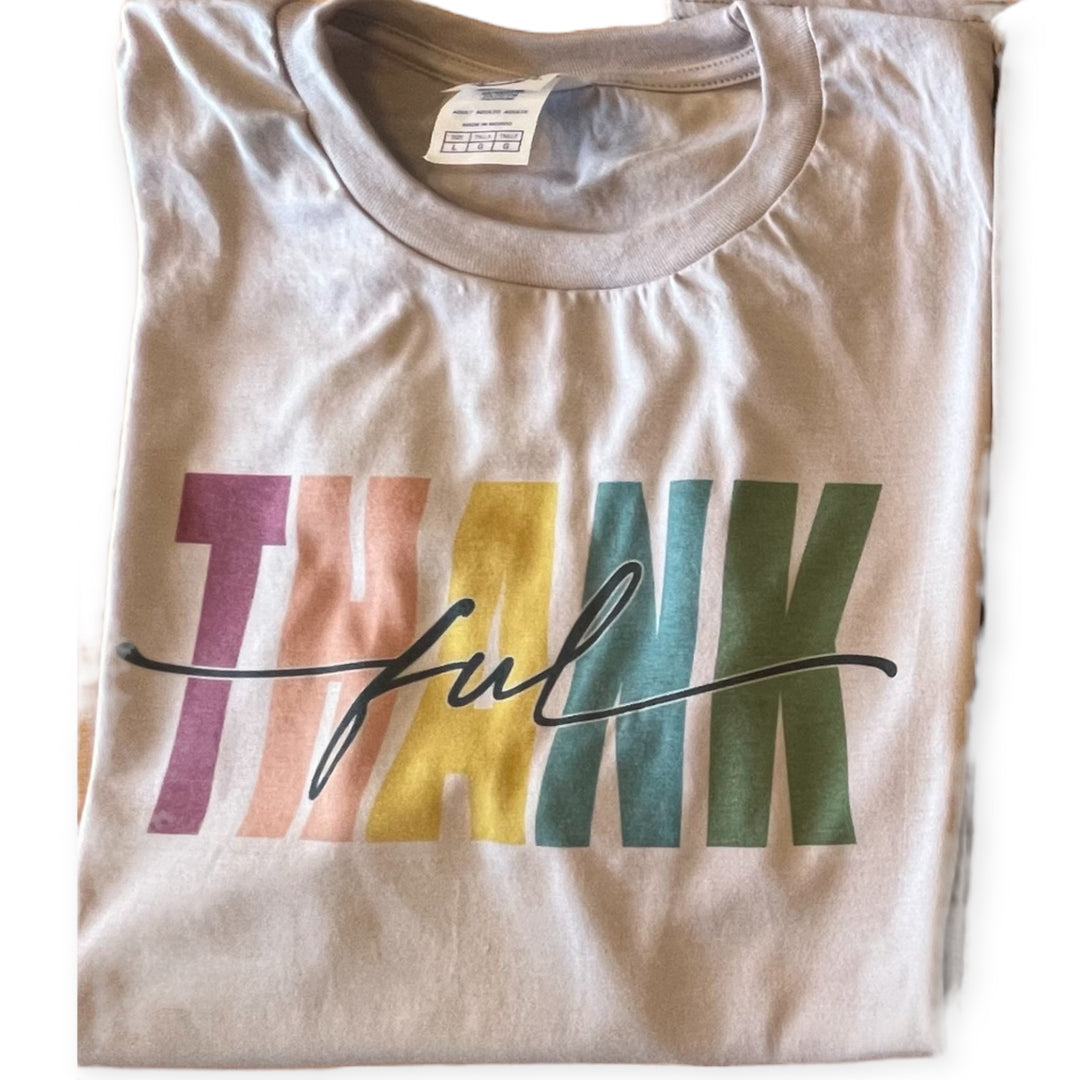 Colorful THANKFUL short sleeve TEE - silver