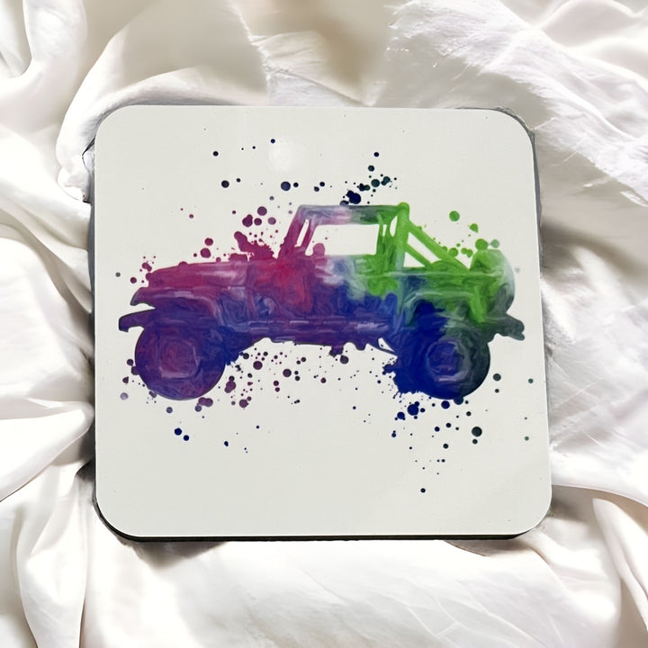 Beep Beep watercolor 4x4 coaster