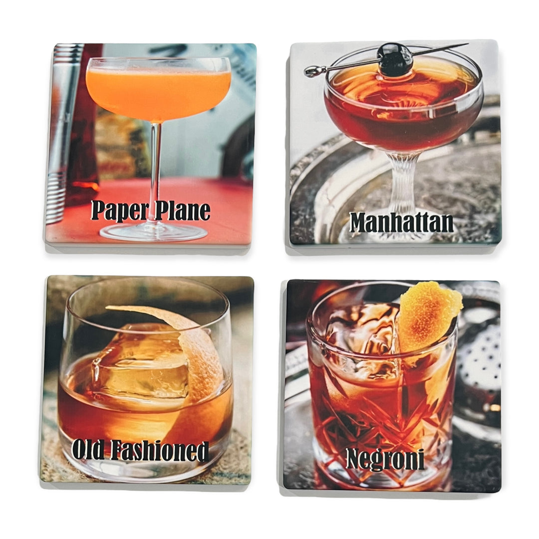 Cocktails Ceramic Coaster Set (Set of 4, one of each design)