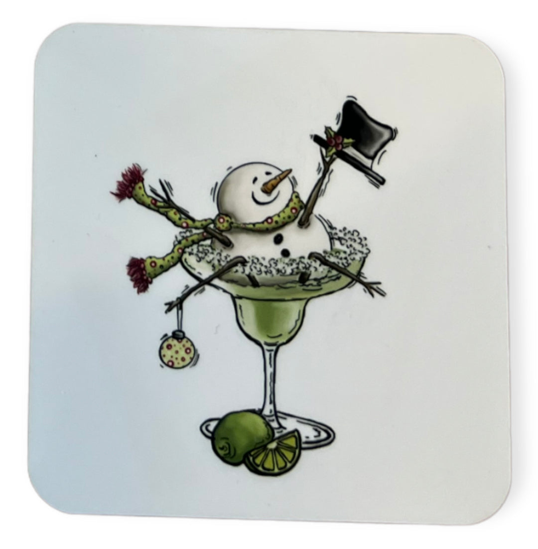 Margarita Christmas Snowman Coaster Set (Set of 4)