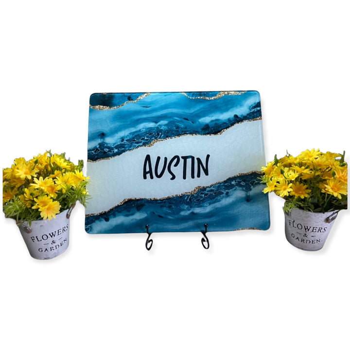 Large Rectangle Glass Cutting Board - Customizable with Name