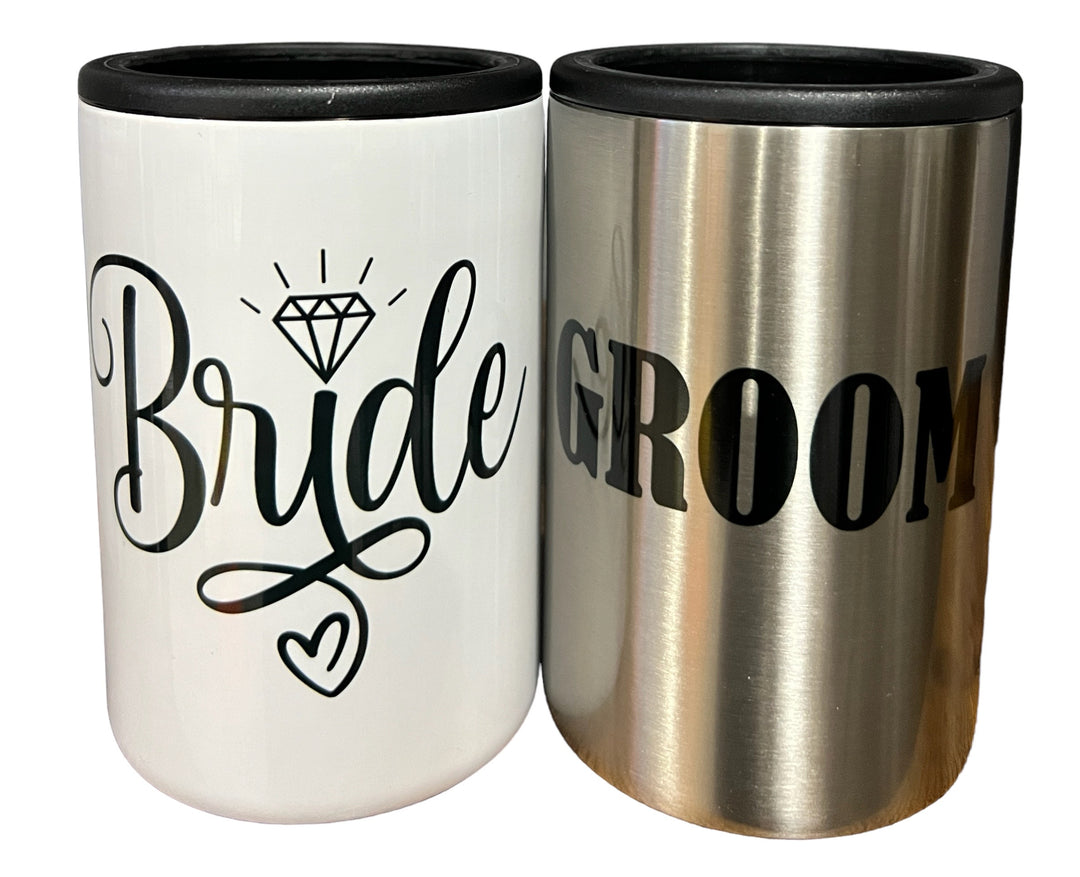 Groom metal 12 oz can koozie