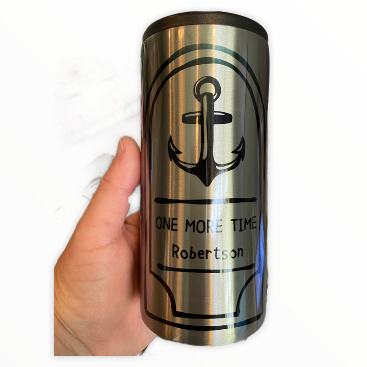 Anchor - Customizable with Boat Name or Last Name - metal slim can koozie